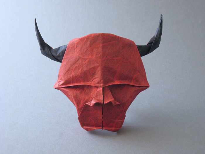 Origami Minotaur head by Gilad Aharoni. Folded by Gilad Aharoni on giladorigami.com