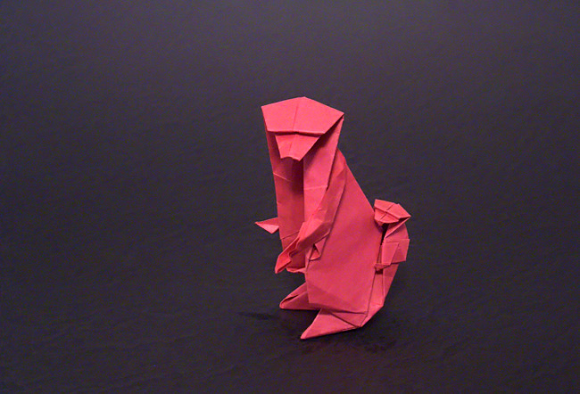 Origami Monkey and young by Kunihiko Kasahara. Folded from a square of origami paper by Gilad Aharoni on giladorigami.com