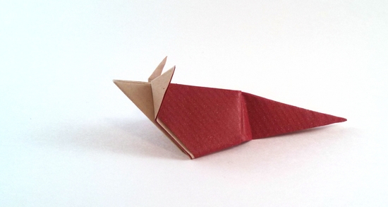 Origami Mouse by Paul Jackson. Folded from a square of Kraft origami paper by Gilad Aharoni on giladorigami.com