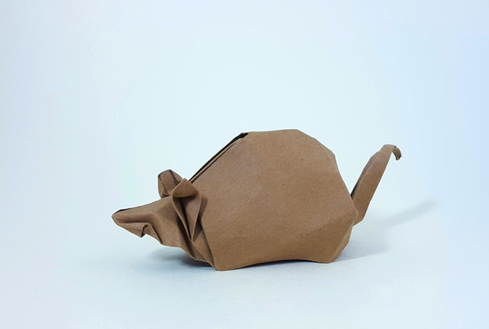 Origami Mouse by Nguyen Hung Cuong. Folded from a square of cardstock by Gilad Aharoni on giladorigami.com