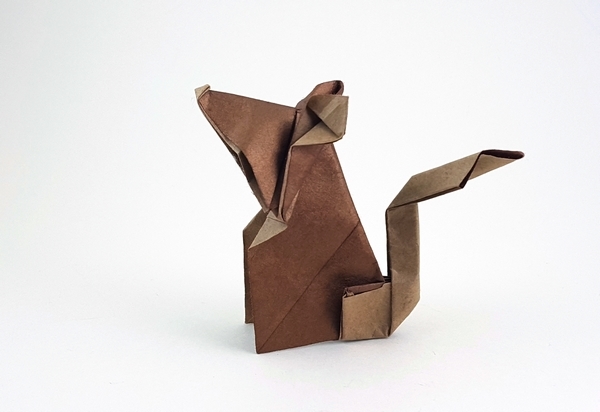 Origami Mouse by Seo Won Seon (Redpaper). Folded from a square of wrapping paper by Gilad Aharoni on giladorigami.com