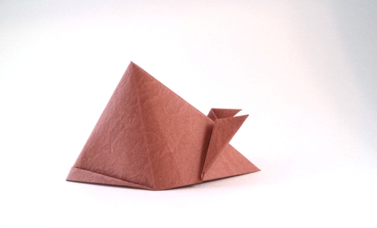 Origami Mouse by Nguyen Tu Tuan. Folded from a square of textured art paper by Gilad Aharoni on giladorigami.com