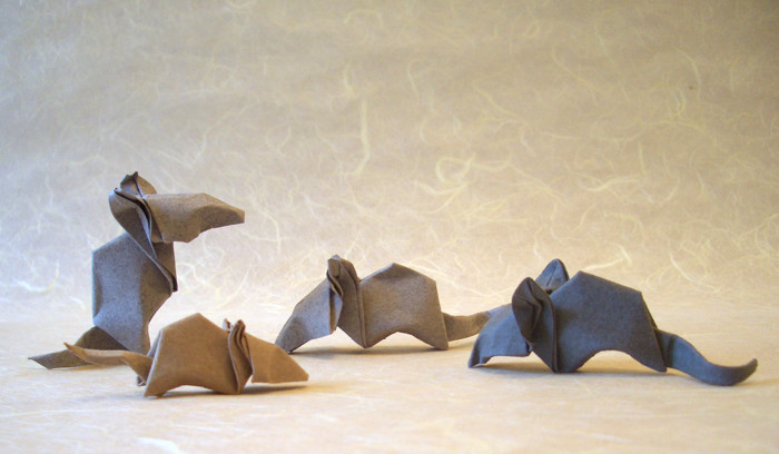 Origami Mouse by Akira Yoshizawa. Wet-folded from a square of 160gsm Canson art paper by Gilad Aharoni on giladorigami.com