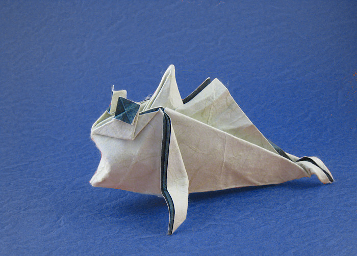 Origami Mudskipper by Seo Won Seon (Redpaper). Wet-folded from a square of double-sided mulberry paper by Gilad Aharoni on giladorigami.com