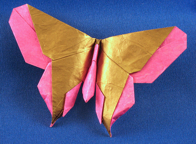Origami Butterfly - Nolan by Michael G. LaFosse. Folded from a square of Kathy Stevick's tissue-foil by Gilad Aharoni on giladorigami.com