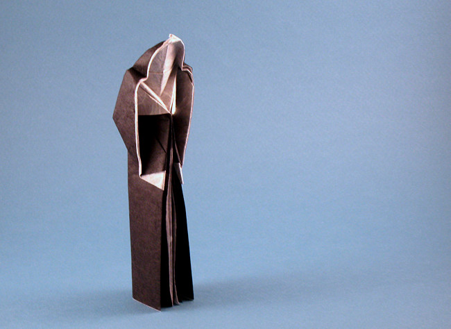Origami Nun by Ashimura Shun'ichi. Folded from a square of double-sided Unryu paper by Gilad Aharoni on giladorigami.com