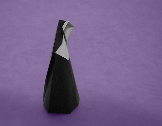 Origami Nun by Kunihiko Kasahara. Folded from a square of origami paper by Gilad Aharoni on giladorigami.com