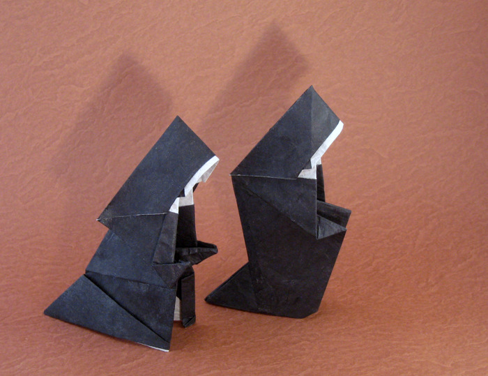 Origami Nuns by Robert Harbin. Each folded from a square of double-sided Unryu paper by Gilad Aharoni on giladorigami.com