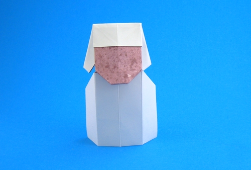Origami Nurse page marker by David Petty. Folded from a rectangle of scrapbooking paper by Gilad Aharoni on giladorigami.com