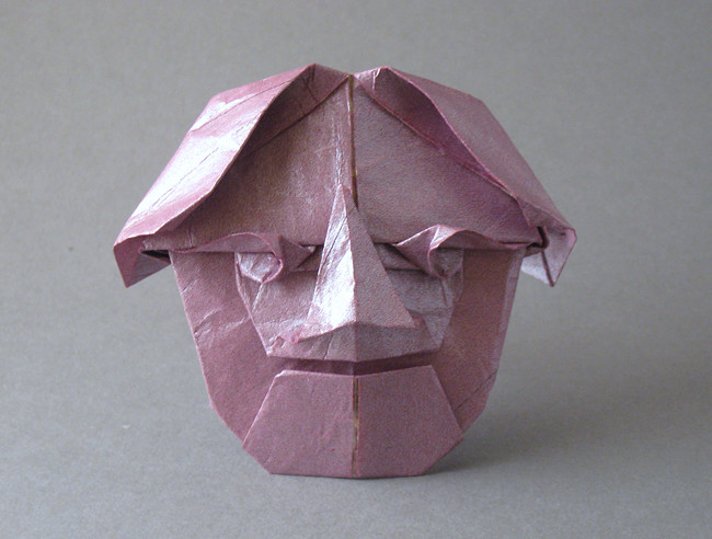 Origami Onna-no-men by Tomoko Fuse. Folded from a square of tissue-foil by Gilad Aharoni on giladorigami.com