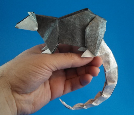 Origami Opossum by Aaron Einbond. Folded by Gilad Aharoni on giladorigami.com