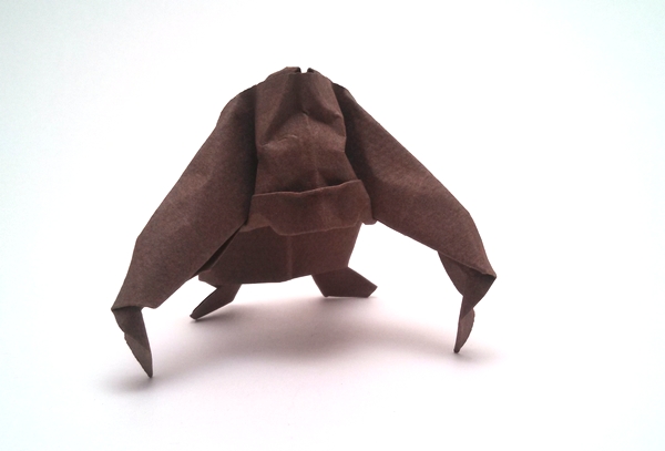 Origami Orangutan by Kunihiko Kasahara. Wet floded from a square of Canson art paper by Gilad Aharoni on giladorigami.com