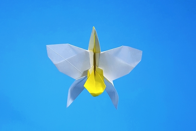 Origami Wedding orchid by Michael G. LaFosse. Folded from 3 squares of origami paper by Gilad Aharoni on giladorigami.com