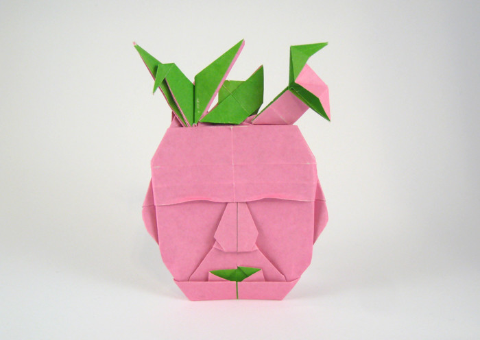Origami Origami on the mind by Fernando Gilgado Gomez. Folded from a square of duo origami paper by Gilad Aharoni on giladorigami.com