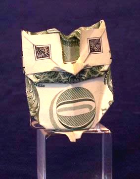 Origami Owl by Jodi Fukumoto. Folded from a $ bill by Gilad Aharoni on giladorigami.com