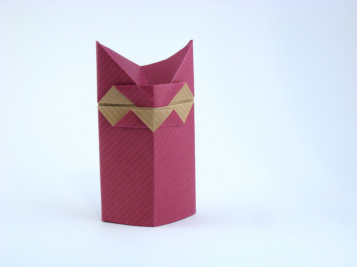 Origami Great-horned owl by Giovanni Maltagliati. Folded from a square of Kraft origami paper by Gilad Aharoni on giladorigami.com