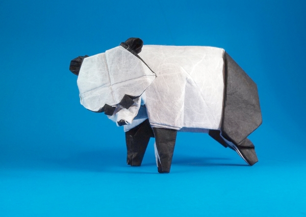 Origami Panda by Steven Casey. Folded from a square of double-sided Unryu by Gilad Aharoni on giladorigami.com
