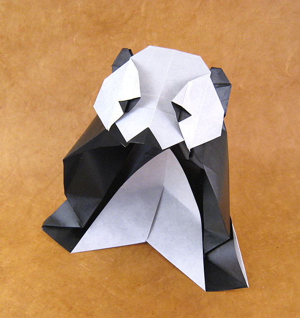 Origami Panda by Roman Diaz. Folded from a square of origami paper by Gilad Aharoni on giladorigami.com