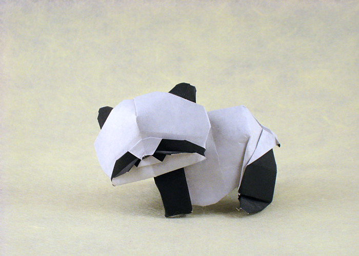 Origami Panda by Alfredo Giunta. Folded from 2 squares of origami paper by Gilad Aharoni on giladorigami.com