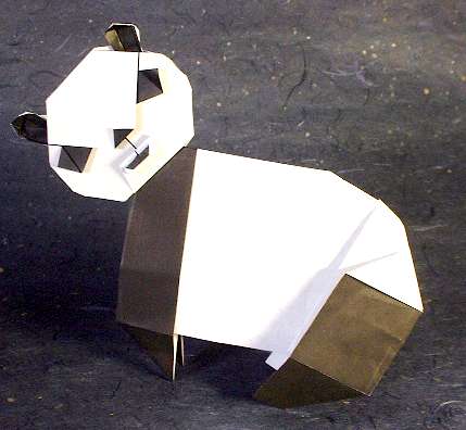 Origami Panda by Alfredo Giunta. Folded from 2 squares of origami paper by Gilad Aharoni on giladorigami.com