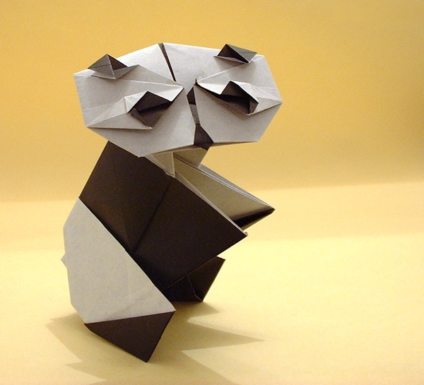 Origami Panda by Fumiaki Kawahata. Folded from a square of origami paper by Gilad Aharoni on giladorigami.com