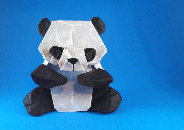 Origami Panda by Marc Kirschenbaum. Folded from a square of double-sided Unryu by Gilad Aharoni on giladorigami.com