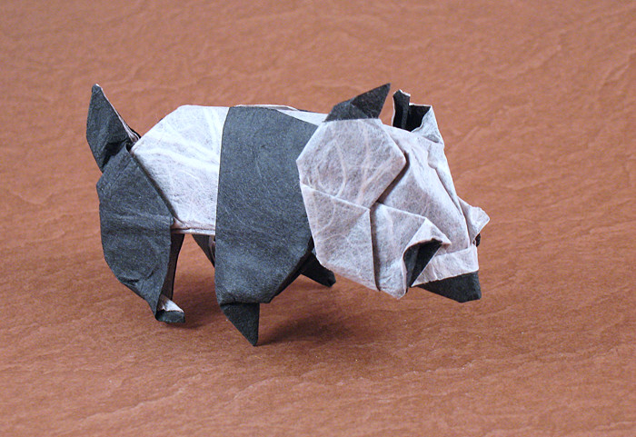 Origami Panda by Stephen O'Hanlon. Folded from a square of duo Unryu paper by Gilad Aharoni on giladorigami.com