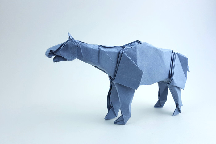 Origami Paraceratherium by Yoo Tae Yong. Folded from a square of Satogami by Gilad Aharoni on giladorigami.com