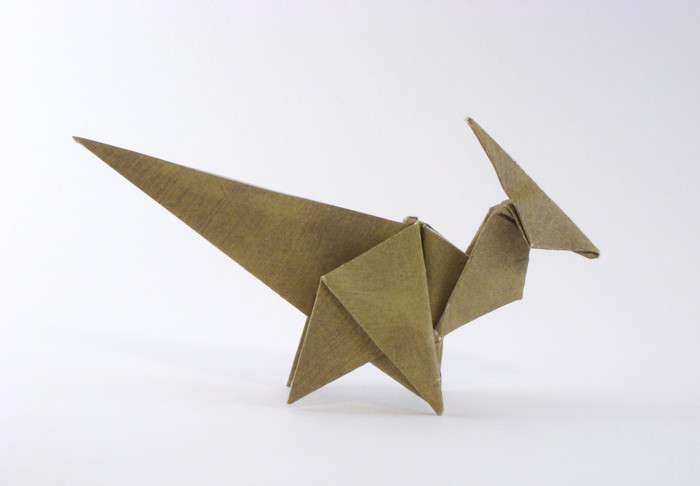 Origami Parasaurolophus by Donya Quick. Folded from a square of