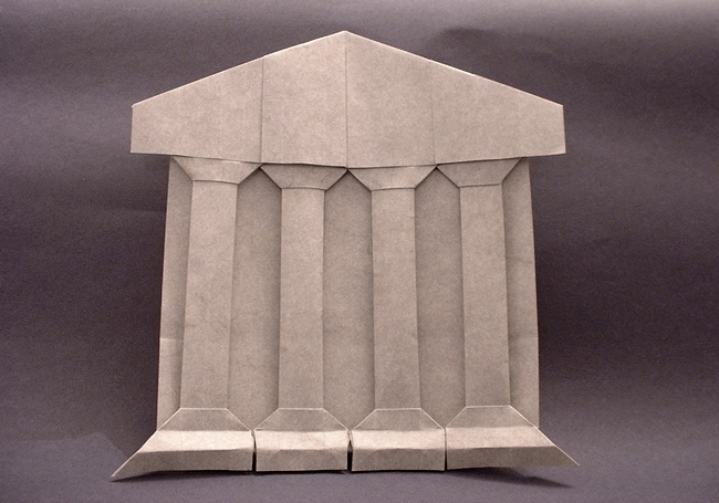 Origami Parthenon by Jim Weinrich. Folded from a square of Elephant-Hide by Gilad Aharoni on giladorigami.com