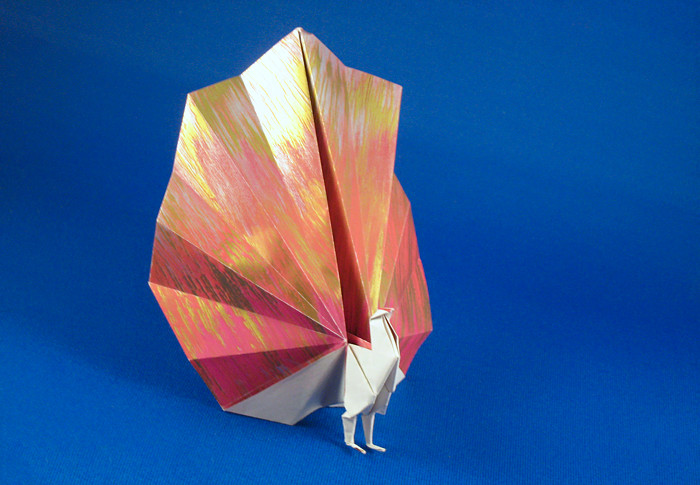 Origami Peacock by Edwin Corrie. Folded by Gilad Aharoni on giladorigami.com