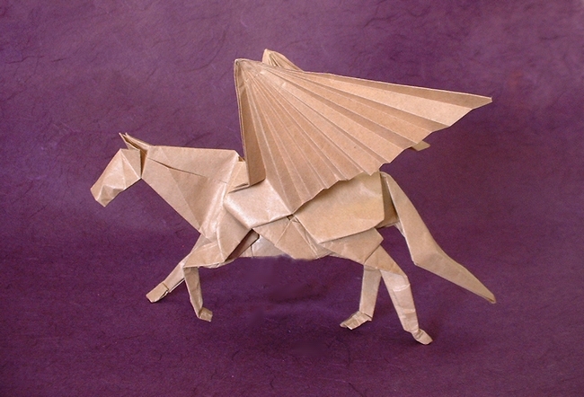 Origami Pegasus by Satoshi Kamiya. Folded by Gilad Aharoni on giladorigami.com