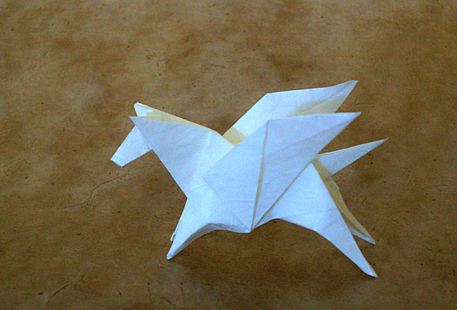 Origami Pegasus by Yamada Katsuhisa. Folded from a square of