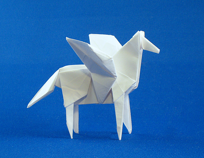 Origami Pegasus by Jun Maekawa. Folded from a rectangle of origami paper by Gilad Aharoni on giladorigami.com