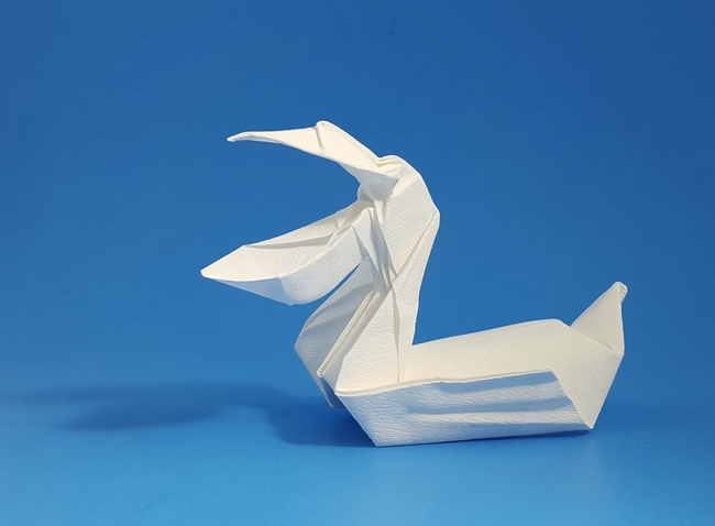 Origami Pelican by Stefan Delecat. Folded from a square of Shin-Danshi by Gilad Aharoni on giladorigami.com