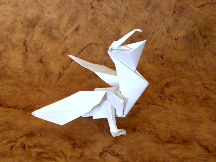 Origami Pelican by Jason Ku. Folded from a square of origami paper by Gilad Aharoni on giladorigami.com