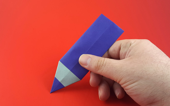 Origami Pencil by Sergei Afonkin. Folded from a rectangle of origami paper by Gilad Aharoni on giladorigami.com