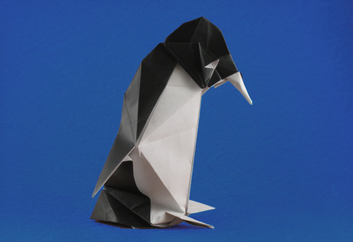Origami Penguin by Roman Diaz. Folded by Gilad Aharoni on giladorigami.com