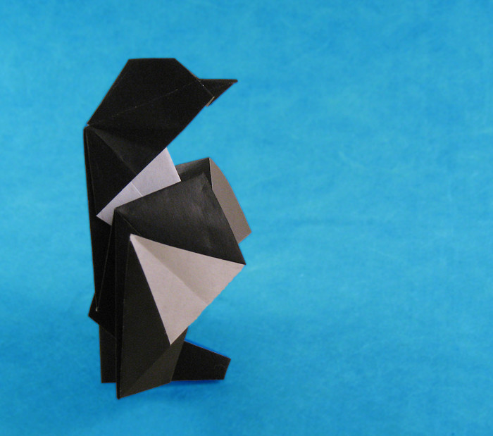 Origami Penguin - baby by Joel Stern. Folded from a square of origami paper by Gilad Aharoni on giladorigami.com