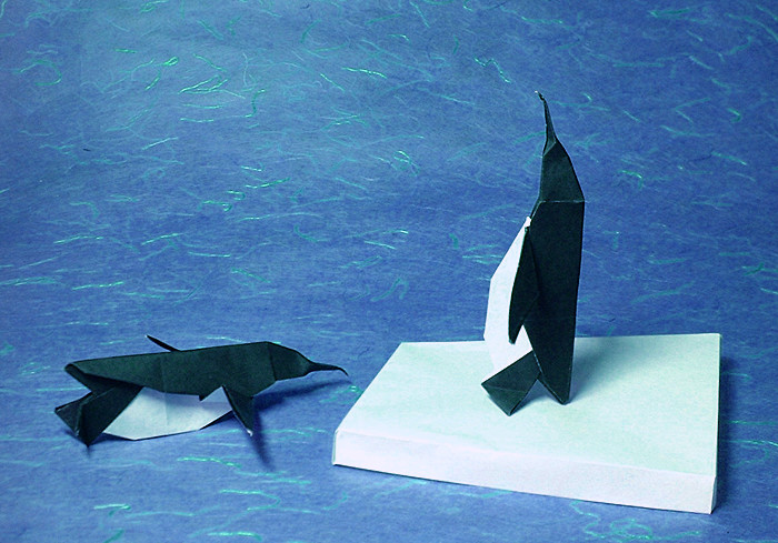 Origami Penguin by Toshikazu Kawasaki. Folded from a square of origami paper by Gilad Aharoni on giladorigami.com