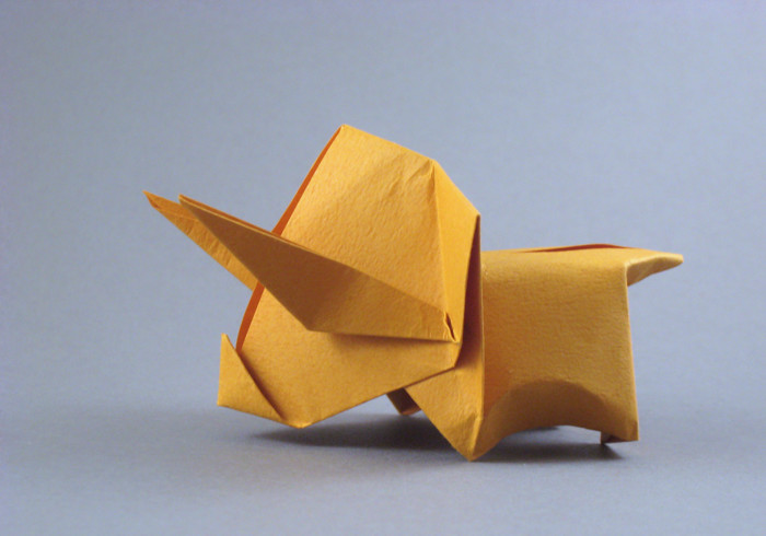 Origami Pettyceratops by Kimura Yoshihisa. Folded by Gilad Aharoni on giladorigami.com