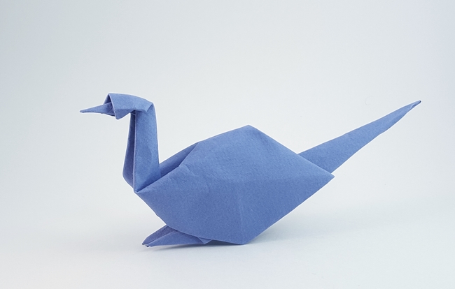 Origami Pheasant by Akira Yoshizawa. Folded from a square of Canson art paper by Gilad Aharoni on giladorigami.com