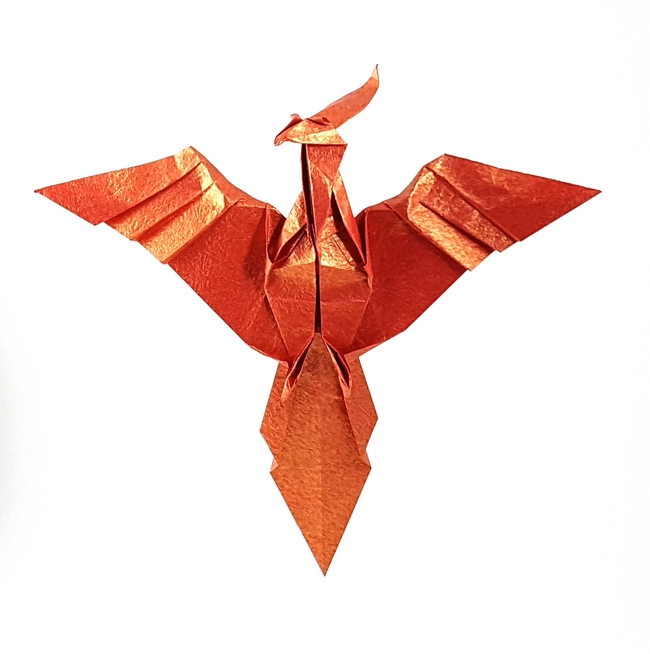 Origami Phoenix by John Montroll. Folded from a square of Vietnamese wrapping paper by Gilad Aharoni on giladorigami.com