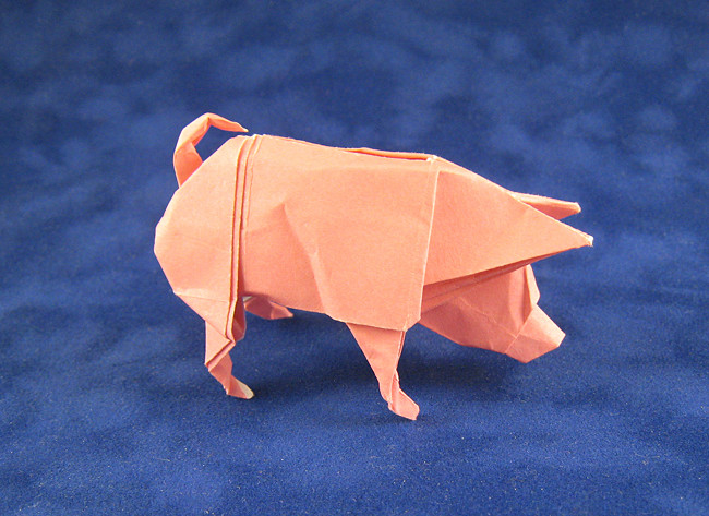 Origami Pig by Ronald Koh. Folded from a square of origami paper by Gilad Aharoni on giladorigami.com