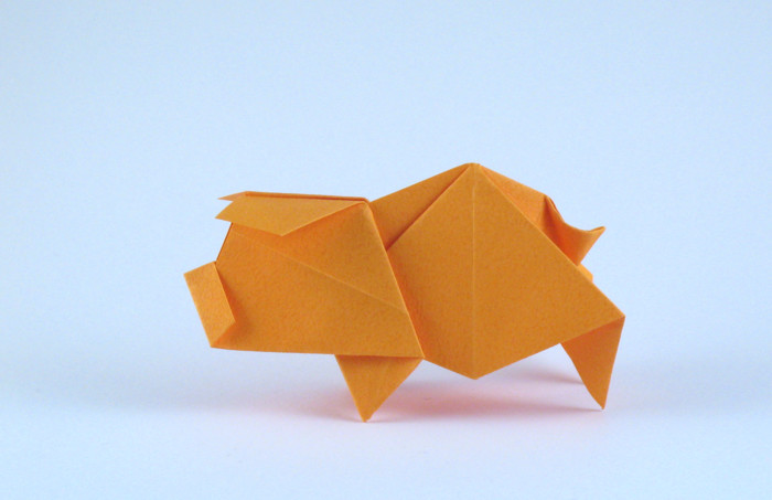 Origami Pig by Hideo Komatsu. Folded by Gilad Aharoni on giladorigami.com