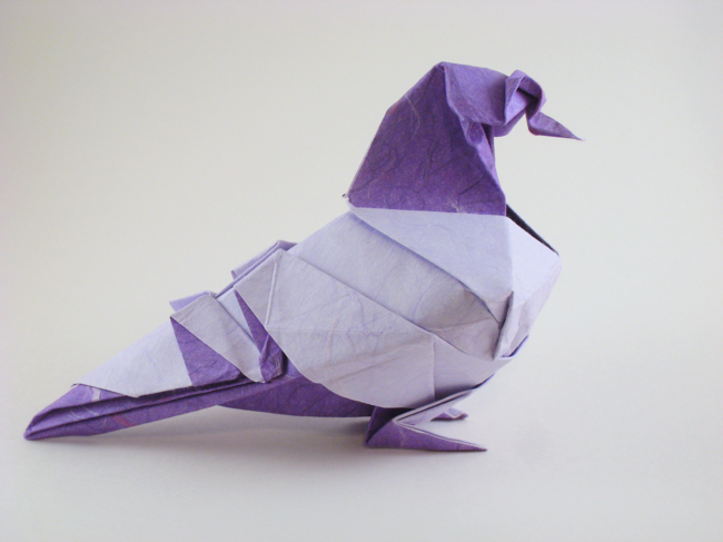Origami Blue bar pigeon by Roman Diaz. Folded by Gilad Aharoni on giladorigami.com