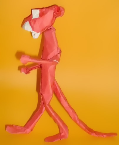 Origami Pink panther by Patricio Kunz Tomic. Folded by Gilad Aharoni on giladorigami.com