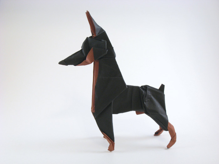 Origami Doberman pinscher by Ares Alanya. Folded by Gilad Aharoni on giladorigami.com