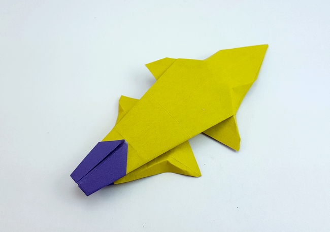 Origami Platypus by Marc Kirschenbaum. Folded from a square of duo origami paper by Gilad Aharoni on giladorigami.com