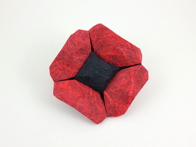 Origami Poppy by Quentin Trollip. Folded from a square of Duo Thai origami paper by Gilad Aharoni on giladorigami.com